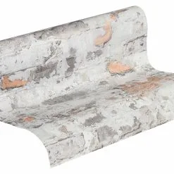 A.S. Creation Elements | 369292 | Papier Peint Intissé Pierre Brique | 0.53 M X 10.05 M | Gris