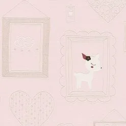 A.S. Creation Boys & Girls 6 | 369912 | Papier Peint Intissé Animaux | 0.53 M X 10.05 M | Rose