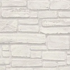 A.S. Creation Elements | 662316 | Papier Peint Intissé Pierre Brique | 0.53 M X 10.05 M | Blanc