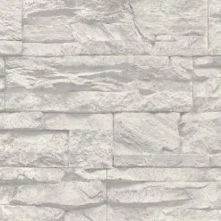 A.S. Creation Elements | 707116 | Papier Peint Intissé Pierre Brique | 0.53 M X 10.05 M | Gris