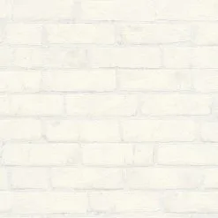 A.S. Creation Elements | 907851 | Papier Peint Intissé Pierre Brique | 0.53 M X 10.05 M | Blanc