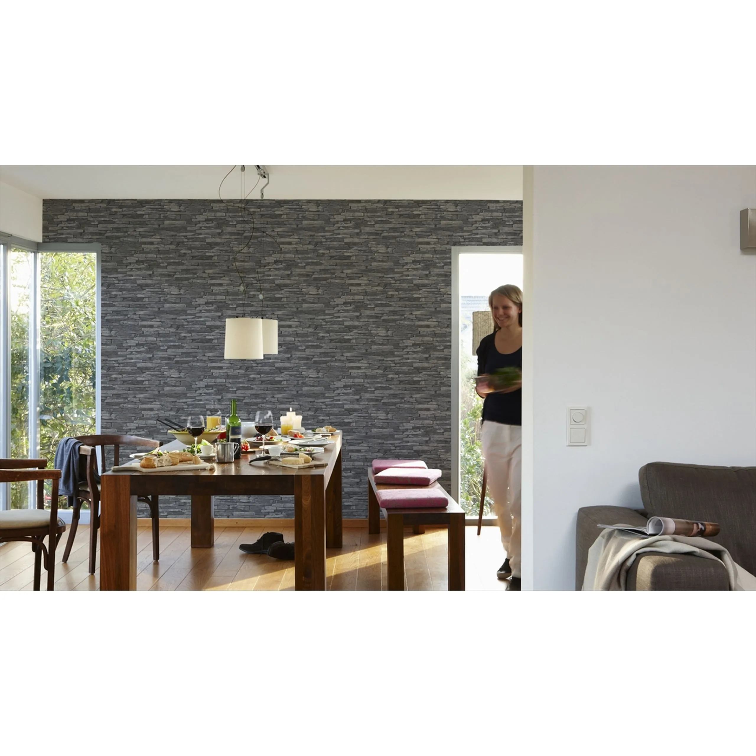 A.S. Creation Elements | 914224 | Papier Peint Intissé Pierre Brique | 0.53 M X 10.05 M | Gris 4 A.S. Creation Elements | 914224 | Papier Peint Intissé Pierre Brique | 0.53 M X 10.05 M | Gris – Image 2