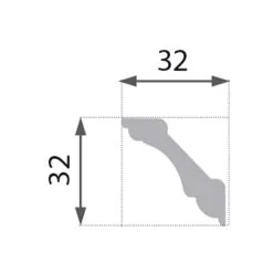 Moulure De Plafond Classique Marbet B-1 | 32 X 32 Mm | Polystyrène