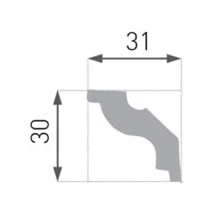 Moulure De Plafond Sobre Marbet E-22 | 30 X 30 Mm | Polystyrène Résistant à L'impact, à L'humidité