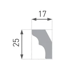 Moulure De Plafond Design Marbet E-2 | 17 X 25 Mm | Polystyrène Résistant à L'impact, à L'humidité