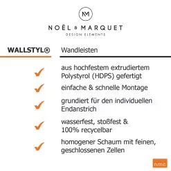 Moulure De Plafond De Qualité NMC WALLSTYL T40 20 X 30 Mm Polystyrène Résistant à L'impact Blanc -Fond D'écran Soldes USP Wallstyl Wandleistenc4eaDGHiMyUXn