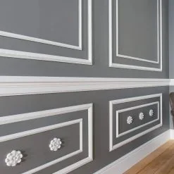 Cimaise Murale Nouvelle NMC WALLSTYL WL4 40 X 100 Mm Polystyrène Résistant à L'impact Blanc -Fond D'écran Soldes WALLSTYL WL4 4