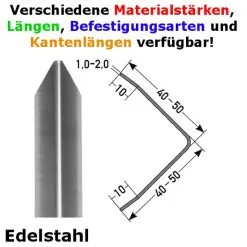 Auer Metallprofile Cornière De Protection 40 X 40 Mm Ou 50 X 50 Mm | Inox | à 3 Arêtes