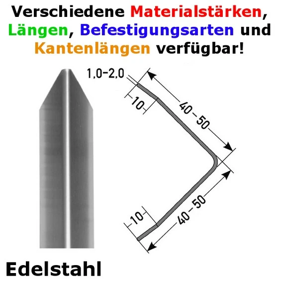 Auer Metallprofile Cornière De Protection 40 X 40 Mm Ou 50 X 50 Mm | Inox | à 3 Arêtes 3 Auer Metallprofile Cornière De Protection 40 X 40 Mm Ou 50 X 50 Mm | Inox | à 3 Arêtes