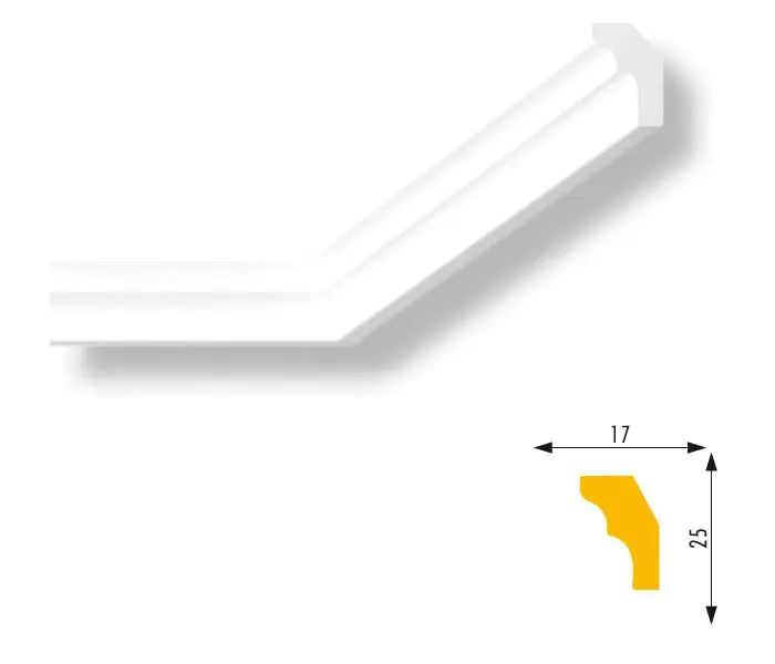 Moulure De Plafond Design Marbet E-2 | 17 X 25 Mm | Polystyrène Résistant à L'impact, à L'humidité 7 Moulure De Plafond Design Marbet E-2 | 17 X 25 Mm | Polystyrène Résistant à L'impact, à L'humidité – Image 5